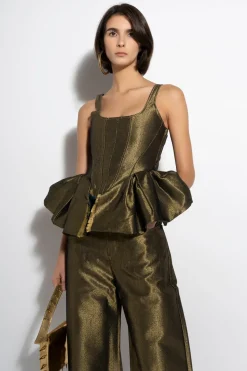 Clearance Marques ' Almeida LUREX FITTED CORSET GOLD