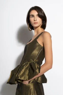 Clearance Marques ' Almeida LUREX FITTED CORSET GOLD