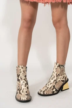 Online Marques ' Almeida GOLD M'A HEEL SNAKE BOOTS IN BROWN MULTICOLOUR