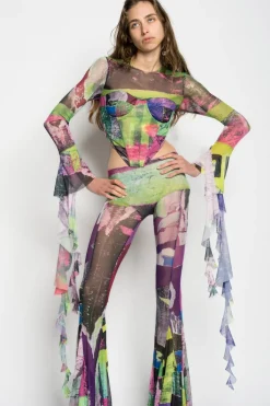 Marques ' Almeida GRAFFITI PRINT MESH CORSET TOP MULTICOLOUR