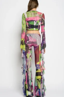 Marques ' Almeida GRAFFITI PRINT MESH CORSET TOP MULTICOLOUR