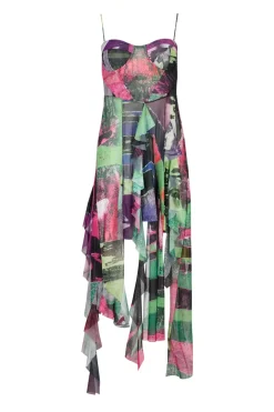 Hot Marques ' Almeida GRAFFITI PRINT MESH CORSET DRESS MULTICOLOUR