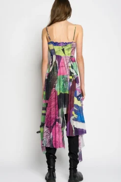 Hot Marques ' Almeida GRAFFITI PRINT MESH CORSET DRESS MULTICOLOUR