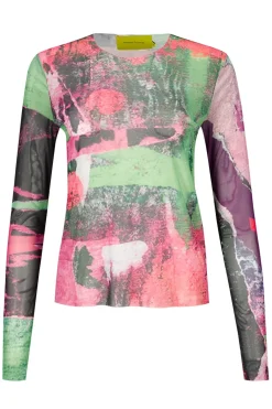 Marques ' Almeida GRAFFITI PRINT MESH TOP MULTICOLOUR