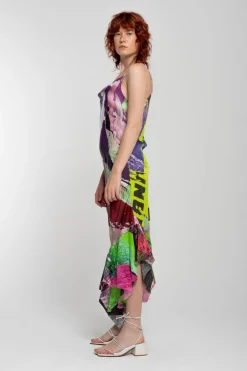 Online Marques ' Almeida GRAFFITI PRINT STRAP DRESS WITH PEPLUM MULTICOLOUR
