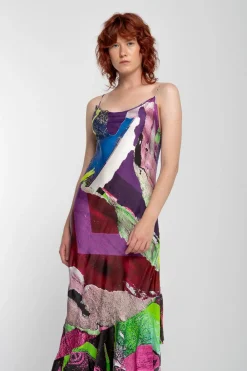 Online Marques ' Almeida GRAFFITI PRINT STRAP DRESS WITH PEPLUM MULTICOLOUR