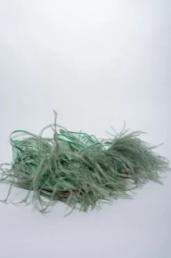 Marques ' Almeida GREEN FEATHER STRAPPY SANDAL LIGHTGREEN