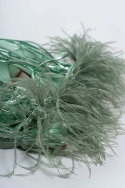 Marques ' Almeida GREEN FEATHER STRAPPY SANDAL LIGHTGREEN