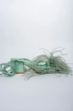 Marques ' Almeida GREEN FEATHER STRAPPY SANDAL LIGHTGREEN