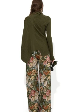 Hot Marques ' Almeida GREEN FLORAL BROCADE BOYFRIEND TROUSERS MULTICOLOUR