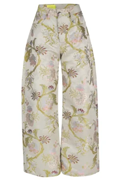 Clearance Marques ' Almeida SATIN BROCADE BOYFRIEND TROUSERS GREY