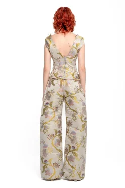 Discount Marques ' Almeida SATIN BROCADE OFF SHOULDER FITTED TOP GREY