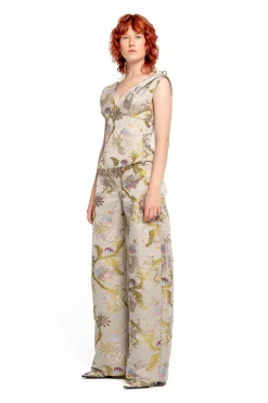 Discount Marques ' Almeida SATIN BROCADE OFF SHOULDER FITTED TOP GREY