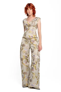 Discount Marques ' Almeida SATIN BROCADE OFF SHOULDER FITTED TOP GREY