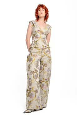 Discount Marques ' Almeida SATIN BROCADE OFF SHOULDER FITTED TOP GREY