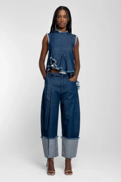 Best Marques ' Almeida ROLL UP TROUSERS WITH BELTS INDIGO