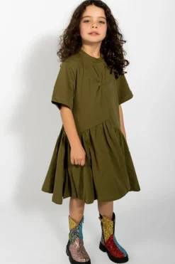 Online Marques ' Almeida GATHERED JERSEY T-SHIRT DRESS KHAKI