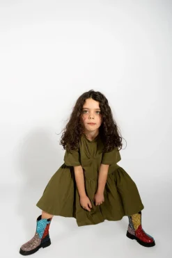 Online Marques ' Almeida GATHERED JERSEY T-SHIRT DRESS KHAKI