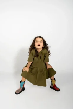 Online Marques ' Almeida GATHERED JERSEY T-SHIRT DRESS KHAKI