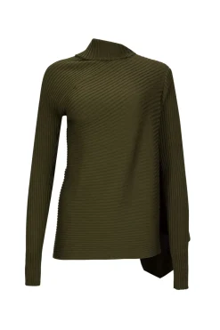 Clearance Marques ' Almeida MERINO DRAPED JUMPER KHAKI
