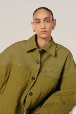 Discount Marques ' Almeida PATCHWORK OVERSHIRT KHAKI