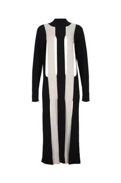 New Marques ' Almeida KNIT DRESS WITH SPLITS BLACKWHITE