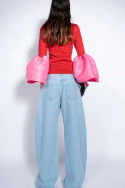 Clearance Marques ' Almeida LIGHT BLUE BOYFRIEND TROUSERS WITH BIG EYELET LIGHTBLUE