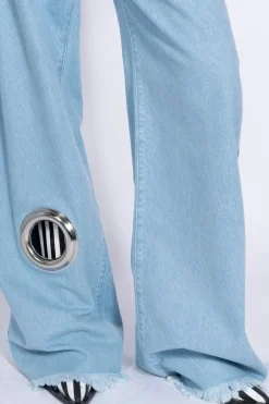 Clearance Marques ' Almeida LIGHT BLUE BOYFRIEND TROUSERS WITH BIG EYELET LIGHTBLUE