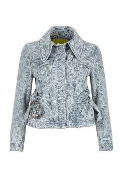 Hot Marques ' Almeida LIGHT BLUE FITTED JACKET WITH EMBELLISHMENT BELT LIGHTBLUE
