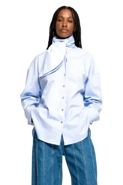 Sale Marques ' Almeida LIGHT BLUE LOOSE FIT TIE SHIRT LIGHTBLUE