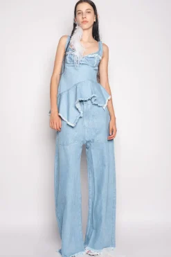 New Marques ' Almeida LIGHT BLUE PATCH POCKET BOYFRIEND TROUSERS LIGHTBLUE