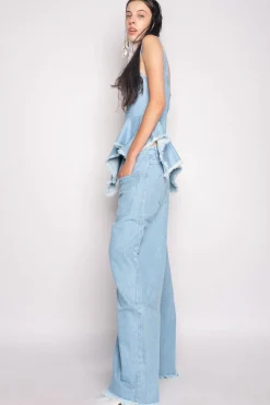 New Marques ' Almeida LIGHT BLUE PATCH POCKET BOYFRIEND TROUSERS LIGHTBLUE