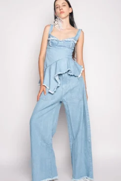 New Marques ' Almeida LIGHT BLUE PATCH POCKET BOYFRIEND TROUSERS LIGHTBLUE