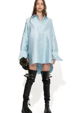 Best Marques ' Almeida LIGHT BLUE SATIN OVERSIZED SHIRT LIGHTBLUE