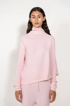New Marques ' Almeida LIGHT PINK DRAPED JUMPER IN MERINO KNIT LIGHTPINK