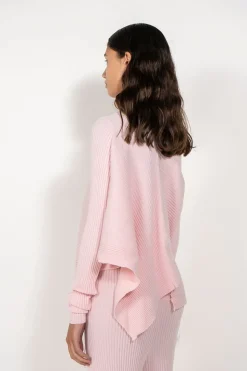 New Marques ' Almeida LIGHT PINK DRAPED JUMPER IN MERINO KNIT LIGHTPINK