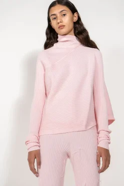 New Marques ' Almeida LIGHT PINK DRAPED JUMPER IN MERINO KNIT LIGHTPINK