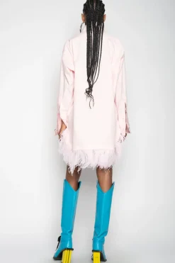 Online Marques ' Almeida LIGHT PINK FEATHER HEM SHIRT DRESS LIGHTPINK