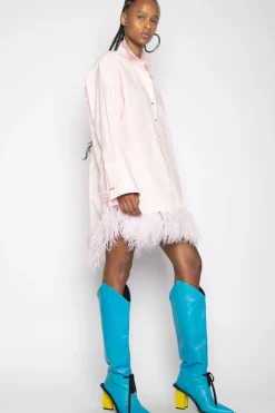 Online Marques ' Almeida LIGHT PINK FEATHER HEM SHIRT DRESS LIGHTPINK