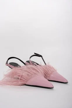 New Marques ' Almeida LIGHT PINK FEATHER SLING BACKS LIGHTPINK