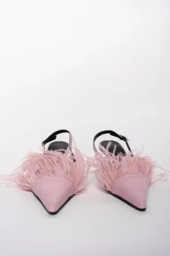 New Marques ' Almeida LIGHT PINK FEATHER SLING BACKS LIGHTPINK