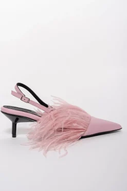 New Marques ' Almeida LIGHT PINK FEATHER SLING BACKS LIGHTPINK