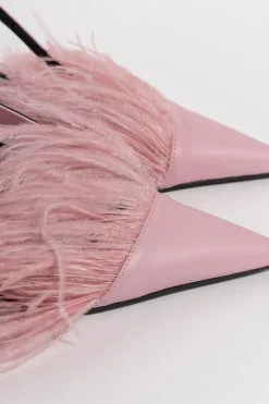 New Marques ' Almeida LIGHT PINK FEATHER SLING BACKS LIGHTPINK