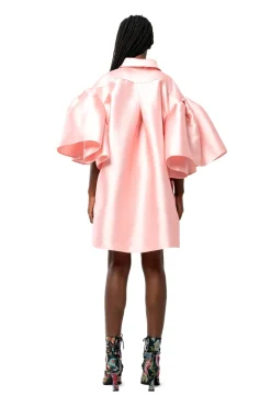 Marques ' Almeida LIGHT PINK MIKADO OVERSIZED SHIRT WITH PLEATED SLEEVES LIGHTPINK