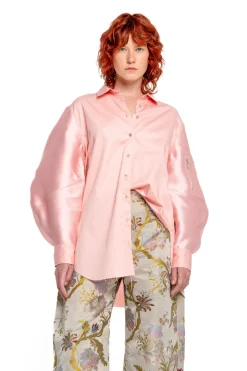 New Marques ' Almeida LIGHT PINK SHIRT WITH MIKADO BOMBER SLEEVES LIGHTPINK