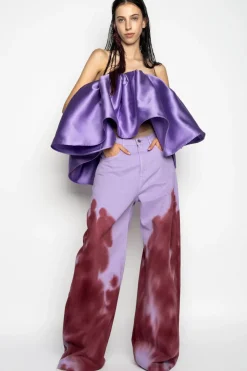 Clearance Marques ' Almeida LILAC AND BURGUNDY TIE DYE BOYFRIEND TROUSERS MULTICOLOUR