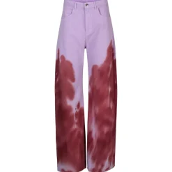 Clearance Marques ' Almeida LILAC AND BURGUNDY TIE DYE BOYFRIEND TROUSERS MULTICOLOUR