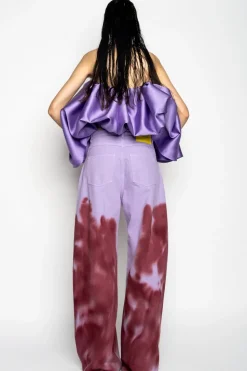 Clearance Marques ' Almeida LILAC AND BURGUNDY TIE DYE BOYFRIEND TROUSERS MULTICOLOUR