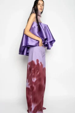 Clearance Marques ' Almeida LILAC AND BURGUNDY TIE DYE BOYFRIEND TROUSERS MULTICOLOUR