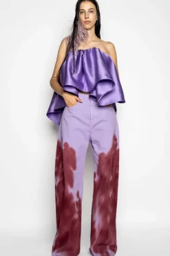 Clearance Marques ' Almeida LILAC AND BURGUNDY TIE DYE BOYFRIEND TROUSERS MULTICOLOUR